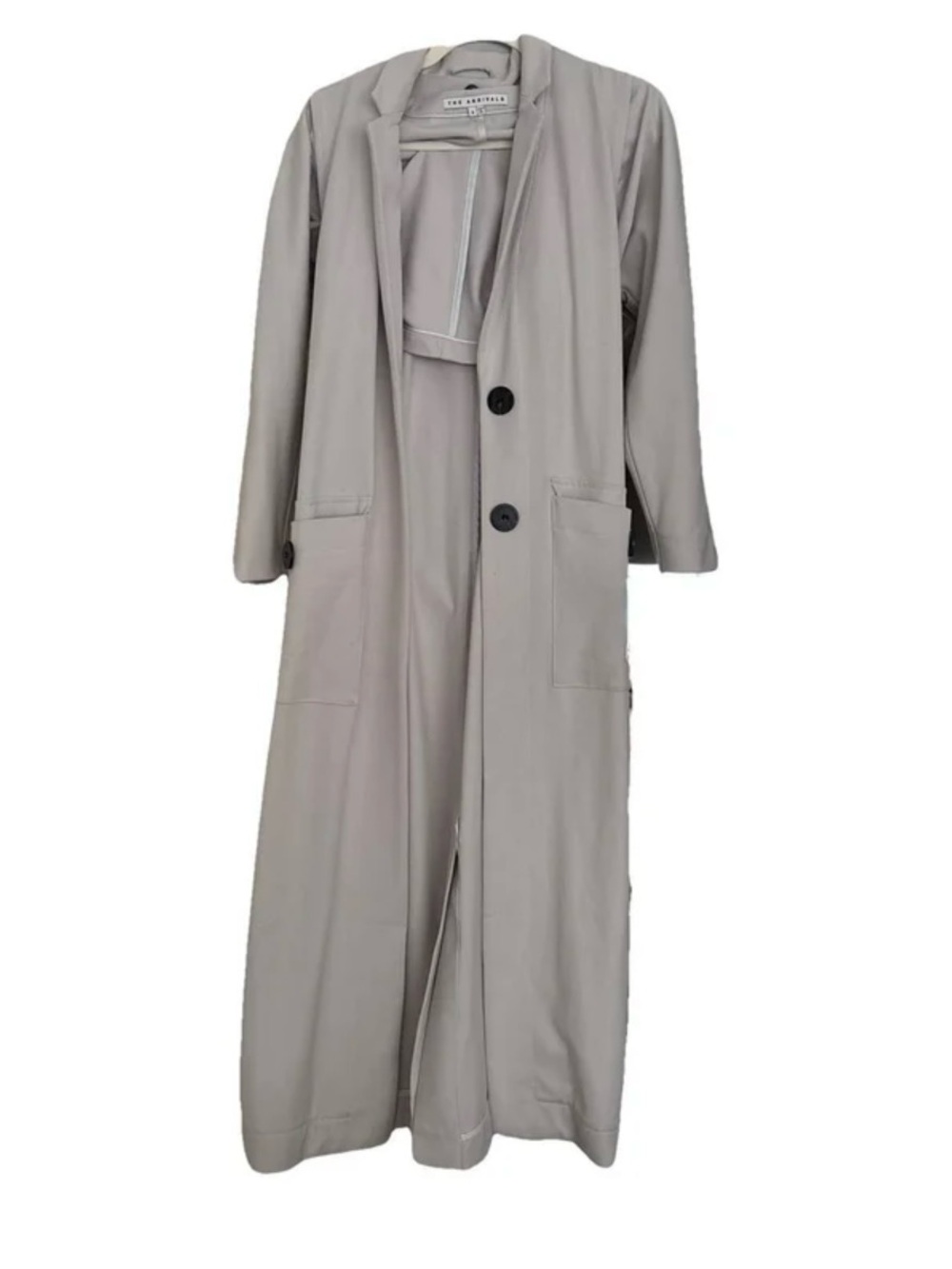 THE ARRIVALS Long Light Gray Trench Coat